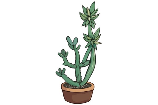 A Whimsical Illustration of a Cactus in a Pot