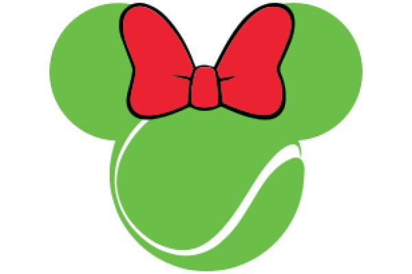 Vibrant Disney Character Logo: A Colorful Tennis Ball with a Red Bow