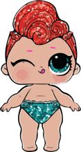 Adorable Cartoon Character: A Cute, Red-Haired Baby in a Swimsuit, with a Big Smile and a Wink!