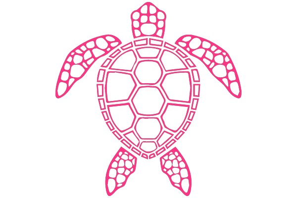 Pink Sea Turtle in Outline