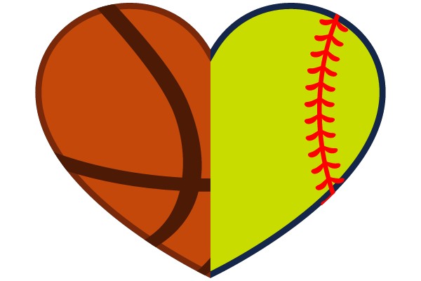 United Hearts: A Blend of Basketball and Softball Symbols