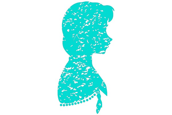 Stylized Teal Silhouette of a Person with a Patterned Background