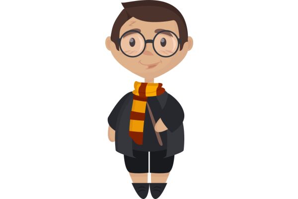 A Stylish Illustration of a Man in a Hogwarts Uniform
