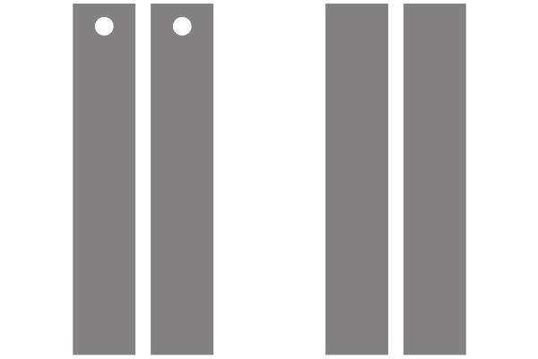 Diagram of a Four-Panel Structure with Holes and Measurement Lines