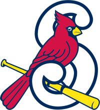 Vintage Baseball Logo: A Classic Red Cardinal with a Yellow Bat