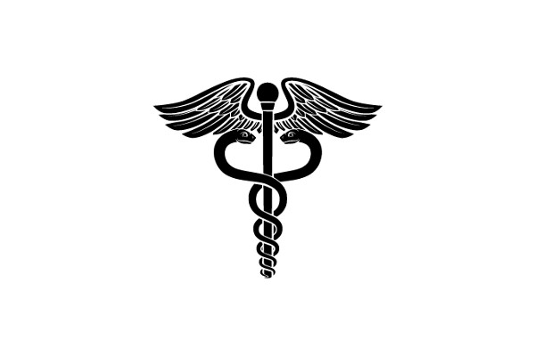 Stylized Medical Cross with Snake Design