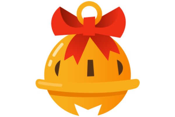 A Festive Christmas Decoration: A Yellow Gift Box with a Red Ribbon and a Gold Handle