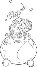 A Whimsical Scene of an AI Assistant in a Pot of Bubbles