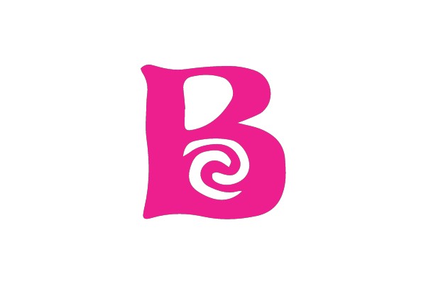 Pink Letter B with White Spiral