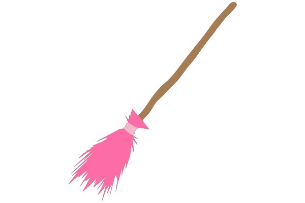 A Pink Broom with a Brown Handle
