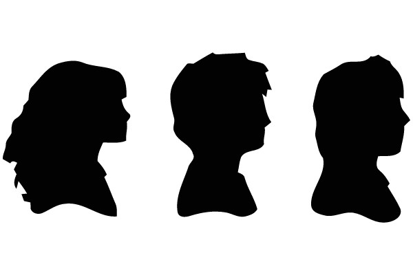 Silhouettes of Three Figures in Profile.