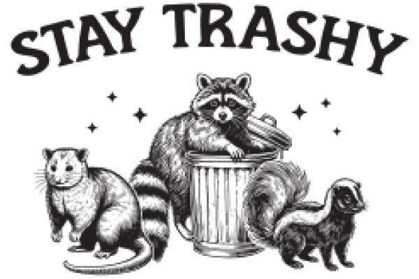 Stay Trashy: A Whimsical Illustration of a Raccoon, a Skunk, and a Porcupine