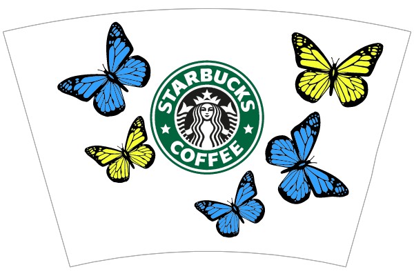 Starbucks Coffee with Butterflies