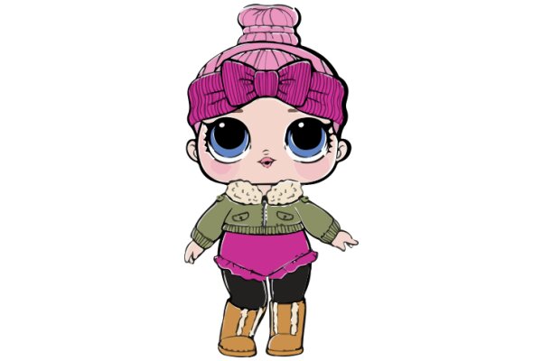 Stylish Pixel Art of a Chic Character with a Pink Hat and Boots