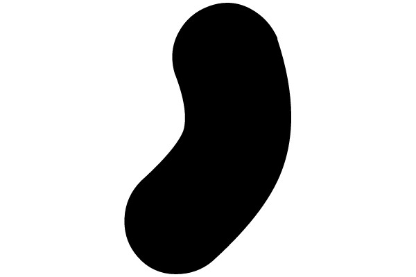 An isolated black bean-shaped silhouette on a white background.