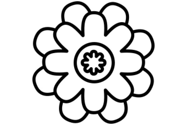 Simplistic Line Drawing of a Flower with a Center
