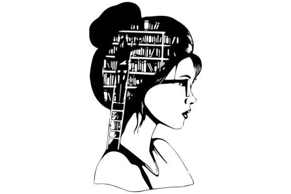 Silhouette of a Woman's Head with a Library Inside