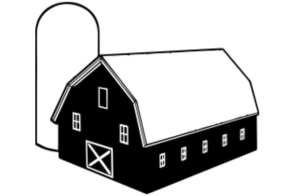 A Simple Drawing of a Barn with a Door