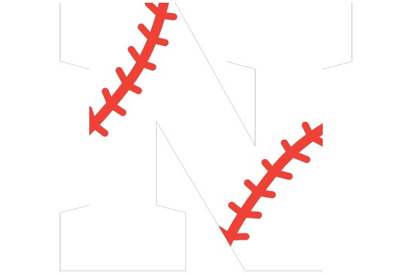 Bold Baseball Font: The Letter 'N' in Red Stitch Style