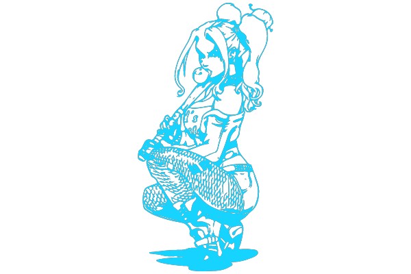 Blue Line Art of a Character