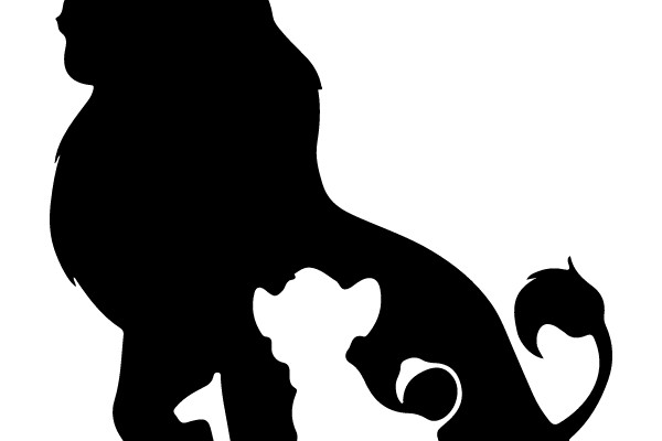 Silhouette of a Lion and a Pup