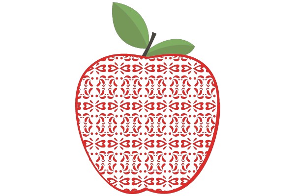 Patterned Apple with Green Leaf