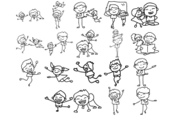 A Collection of Joyful Moments: A Lineup of Line Drawings of Children and Adults Celebrating Happiness and Love