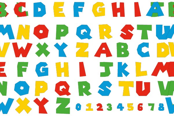Alphabet and Numbers in Bright Colors