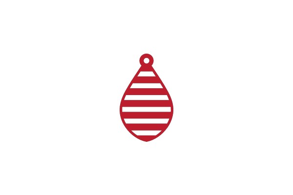Striped Christmas Ornament with Red Border