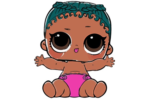 African American Baby in Pink Swimsuit