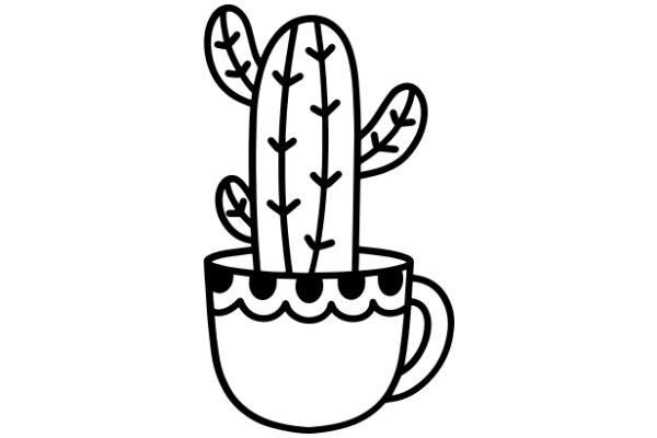 A Whimsical Illustration of a Cactus in a Cup