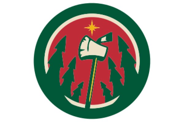 A Festive Logo with a Christmas Tree and Ax Design