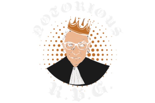 A Stylish Portrait of a Man with a Crown, Set Against a Backdrop of a Logo and Text
