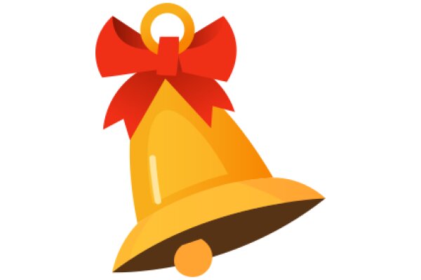 Vibrant Yellow Bell with a Red Ribbon
