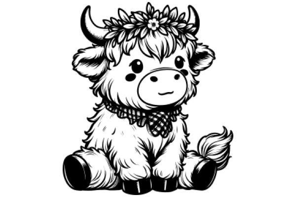 Adorable Illustration of a Cute Cow with a Flower Crown and a Smile