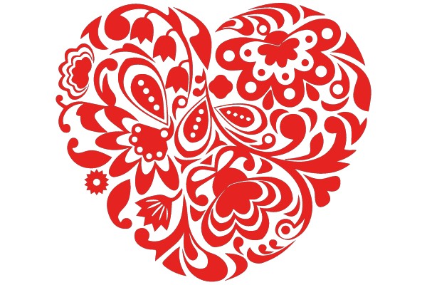 Red and White Floral Heart Pattern