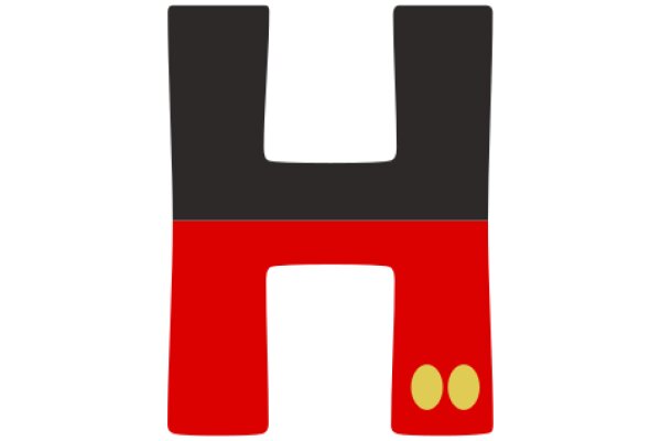Vibrant Logo Design: A Stylized Letter 'H' with a Red and Black Color Scheme