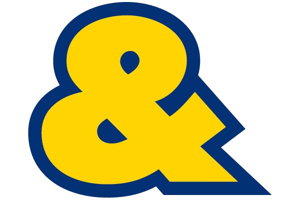Yellow and Blue Ampersand Symbol
