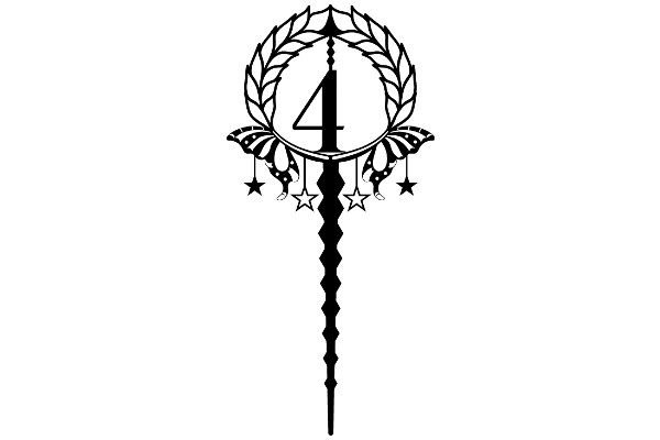 Stylized Number Four Emblem with Stars and Laurel Wreath