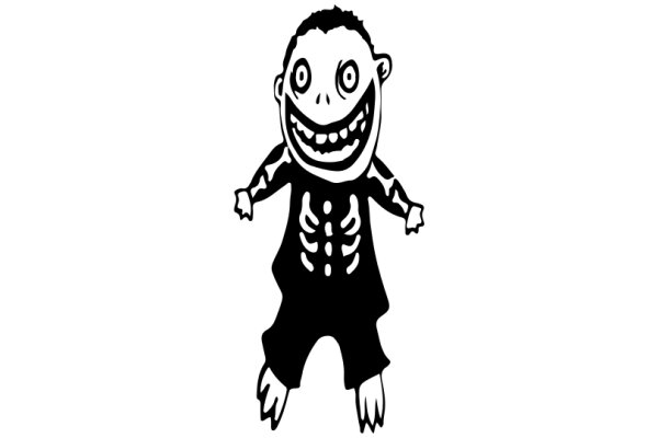 A Playful Cartoon of a Skeleton with a Wide Smile
