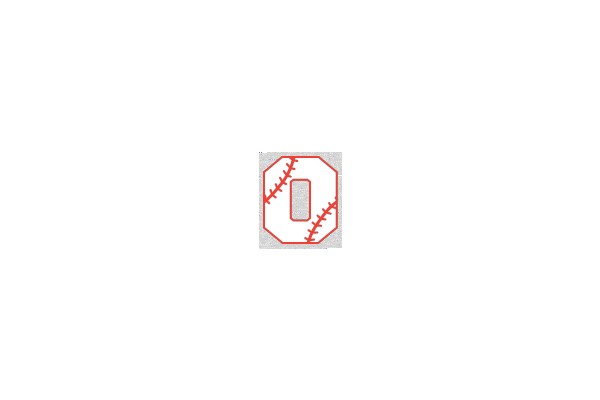 Red Stitched Baseball Number Zero.