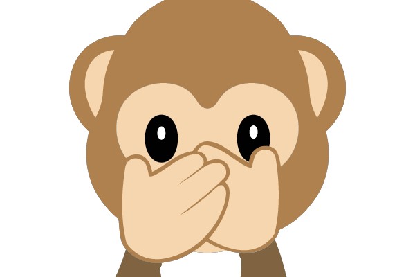 Cute Monkey Covering Mouth with Hand