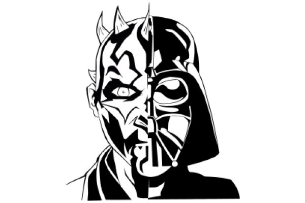 A Illustration of Darth Vader's Face Split in Half, with One Side Showing His Iconic Mask and the Other Revealing His Human-like Features