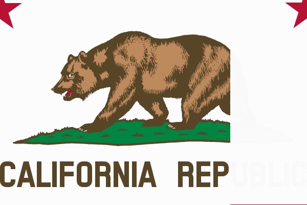 California Republic Flag with Brown Bear
