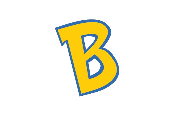 Bold Yellow Letter B with Blue Outline