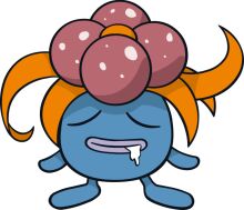 A Whimsical Cartoon Character with a Purple Crown and Orange Hair, Standing on a White Background.