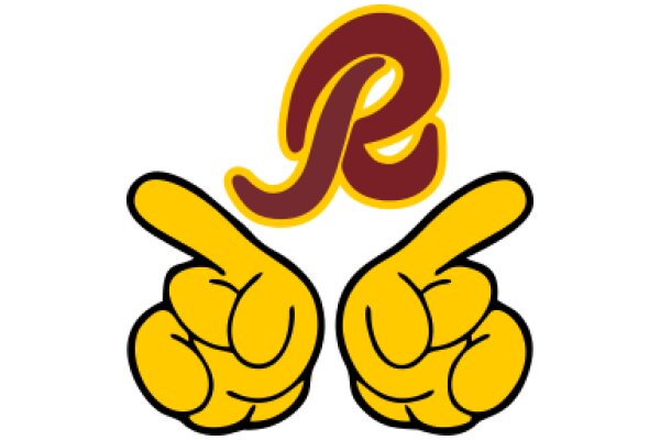 A Graphic Design of a Stylized 'P' with Two Yellow Hands
