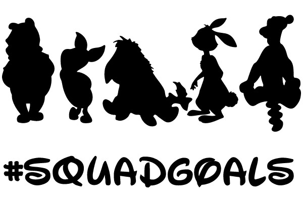 Silhouettes of Cartoon Characters with the Hashtag #SquadGoals