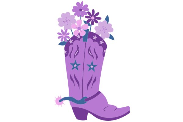 Purple Cowboy Boot with Flower Bouquet