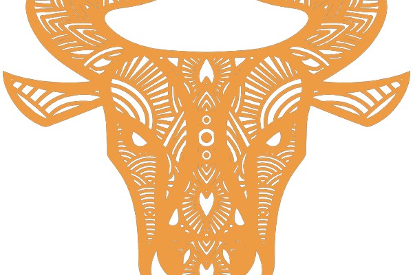 Stylized Orange Bull Decoration